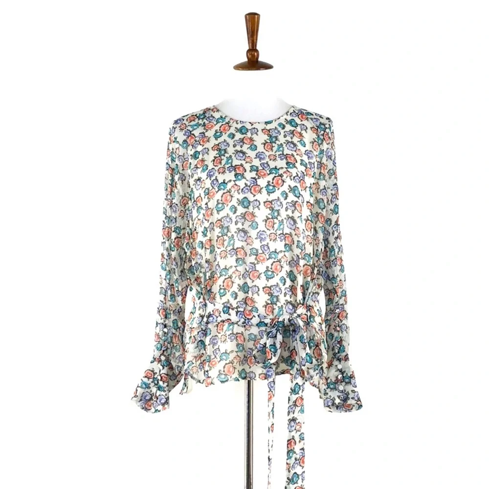 Jason Wu Grey Floral Print Silk Blouse - Picture 4 of 10